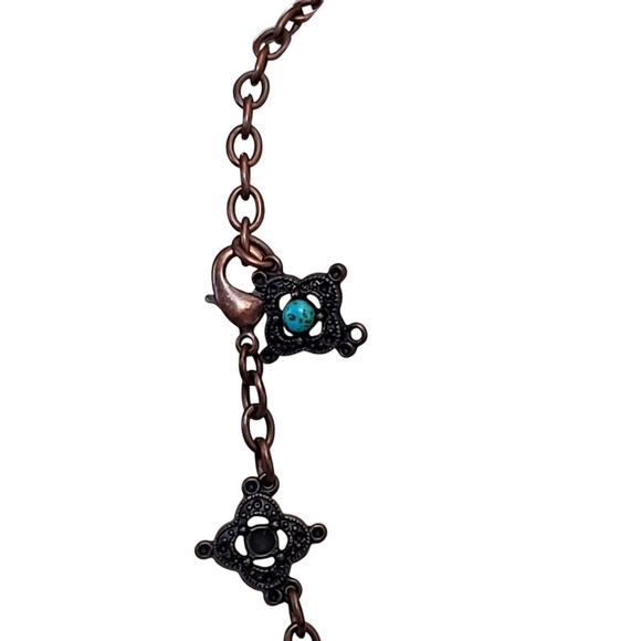 Faux Turquoise Necklace Inspirational Charm Dangle Lobster Closure 15" - Picture 5 of 7